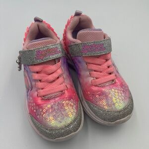 Girls Skechers Sneakers | Magical Collection Glitter Shoes | Pink & Purple Size